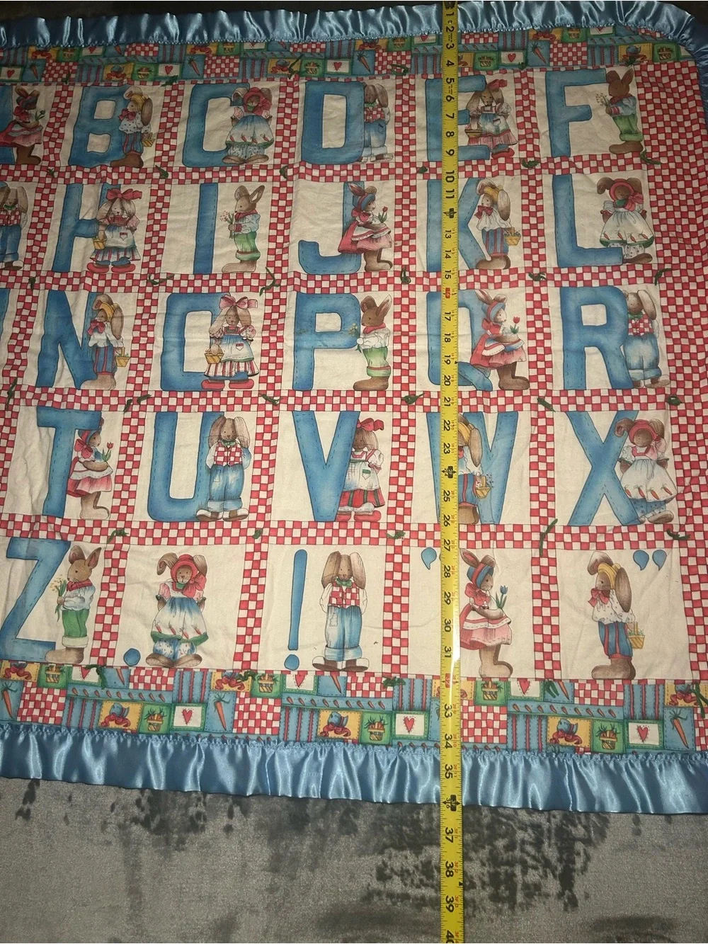 Vintage Daisy Kingdon Children's Alphabet Quilt Peter Rabbit Nursery Baby Flopsy